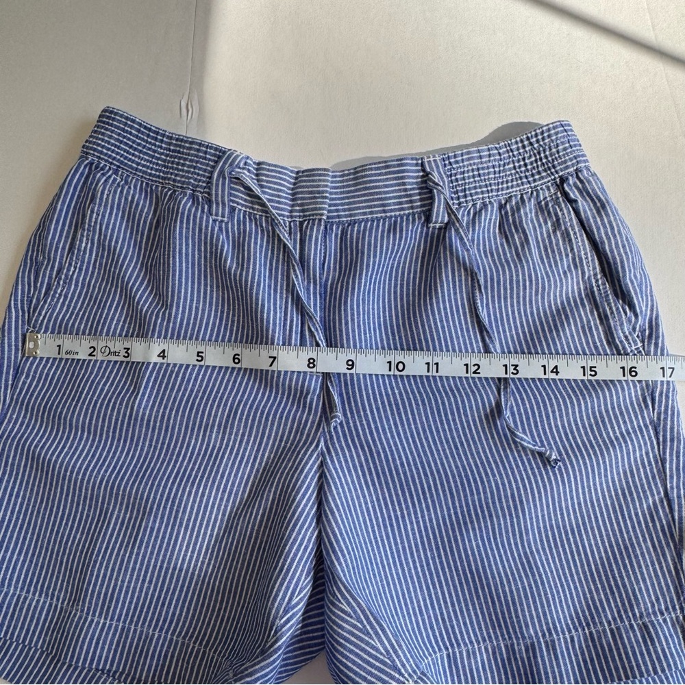 Talbots Easy Drawstring Shorts 4P Blue White Stripe Linen Cotton Summer - Picture 12 of 16